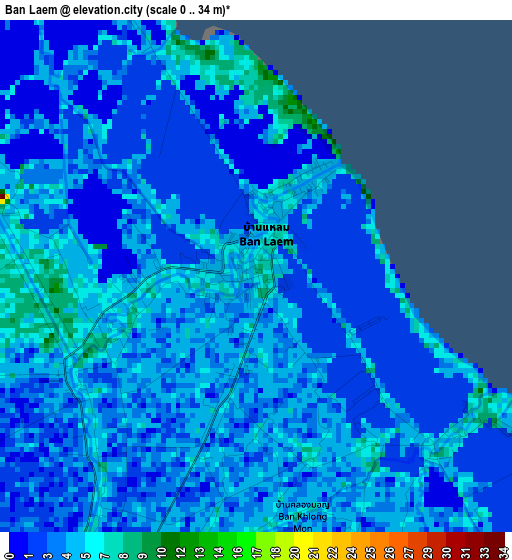 Ban Laem elevation map