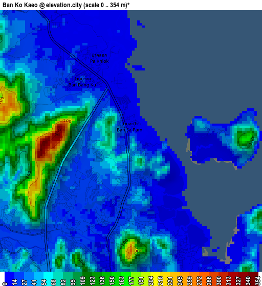 Ban Ko Kaeo elevation map