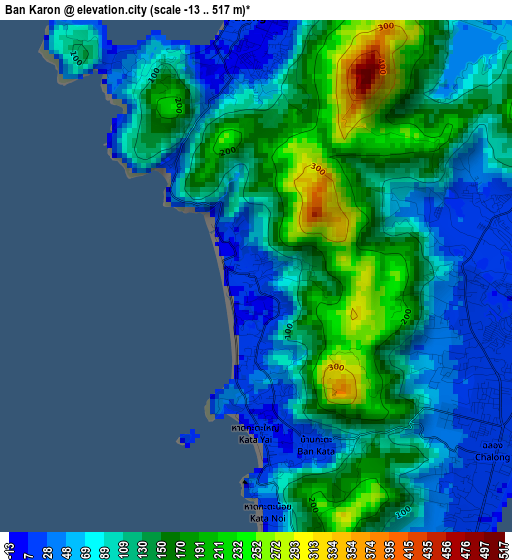 Ban Karon elevation map