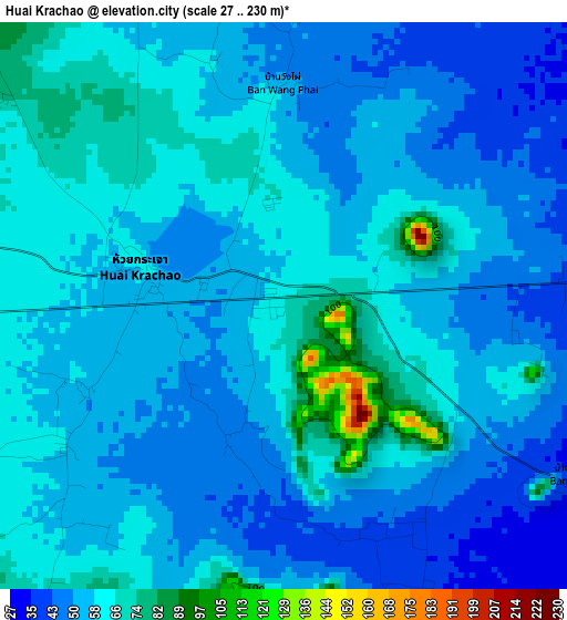 Huai Krachao elevation map