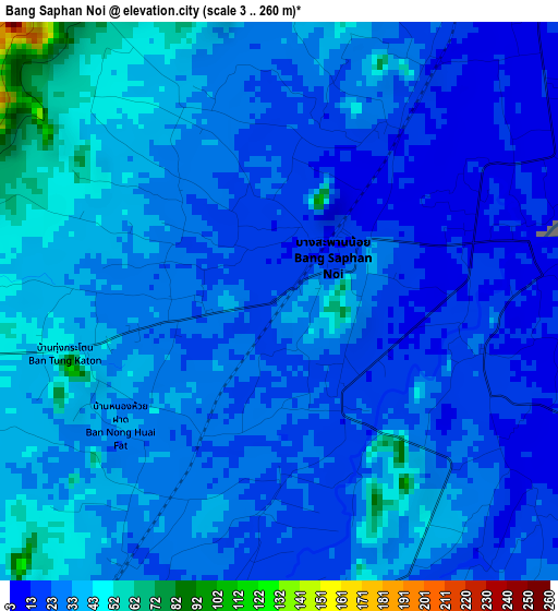 Bang Saphan Noi elevation map