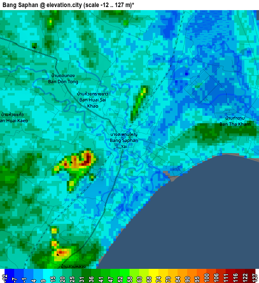 Bang Saphan elevation map