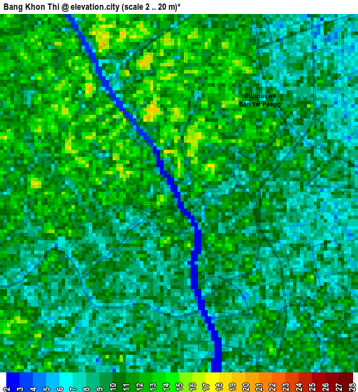 Bang Khon Thi elevation map