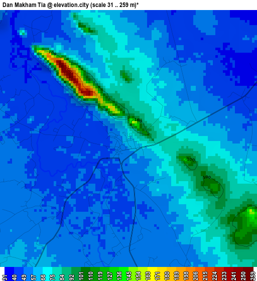 Dan Makham Tia elevation map