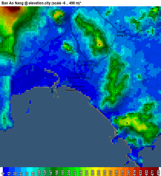 Ban Ao Nang elevation map