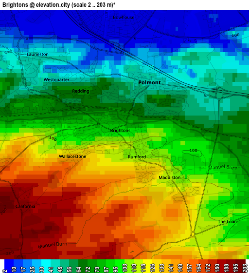 Brightons elevation map