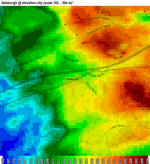 Salsburgh elevation map