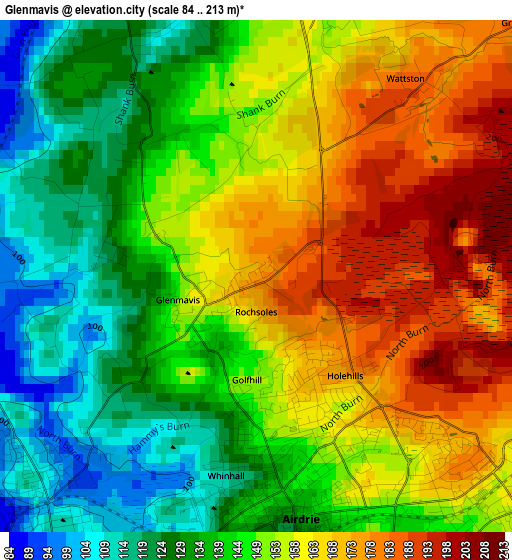 Glenmavis elevation map