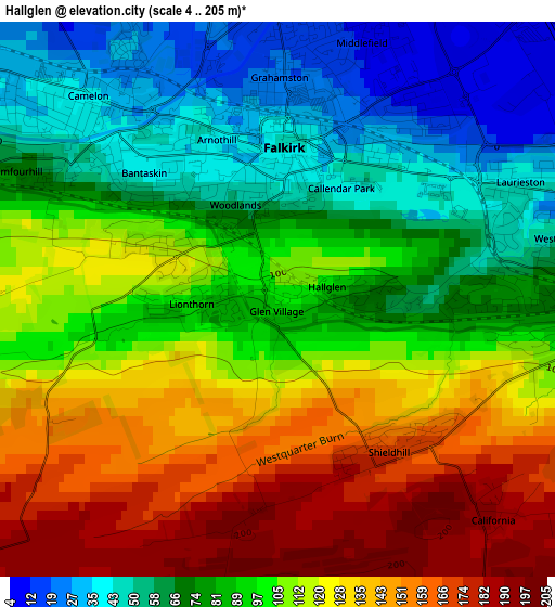 Hallglen elevation map