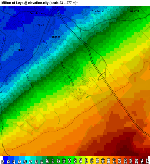 Milton of Leys elevation map
