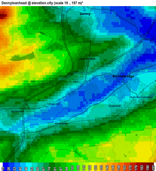 Dennyloanhead elevation map