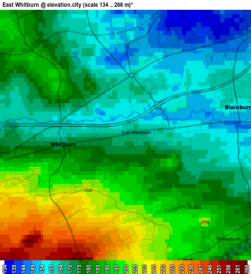 East Whitburn elevation map