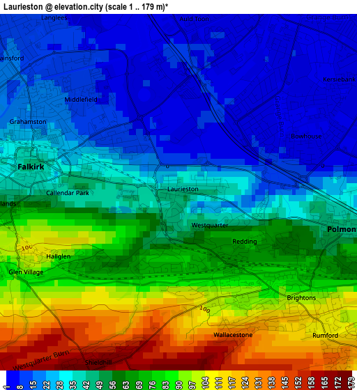 Laurieston elevation map