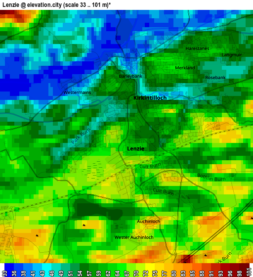 Lenzie elevation map