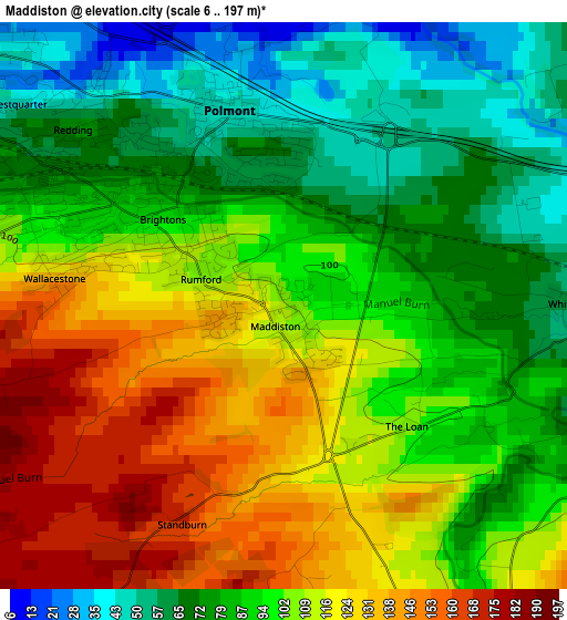 Maddiston elevation map