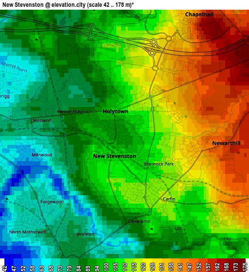 New Stevenston elevation map