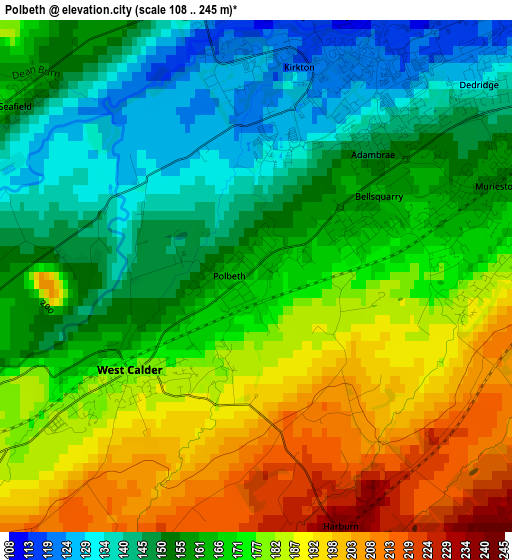 Polbeth elevation map