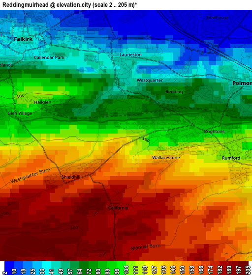 Reddingmuirhead elevation map