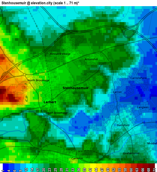 Stenhousemuir elevation map