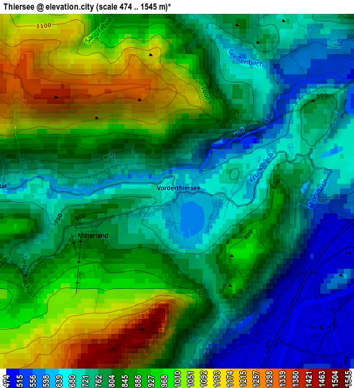 Thiersee elevation map