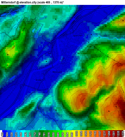 Mitterndorf elevation map