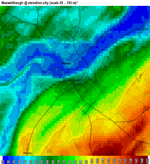 Maxwellheugh elevation map