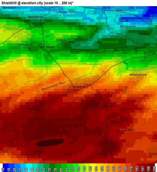 Shieldhill elevation map