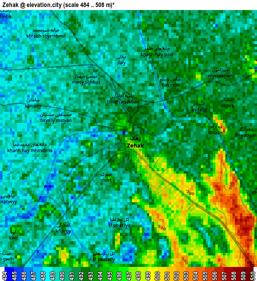 Zehak elevation map