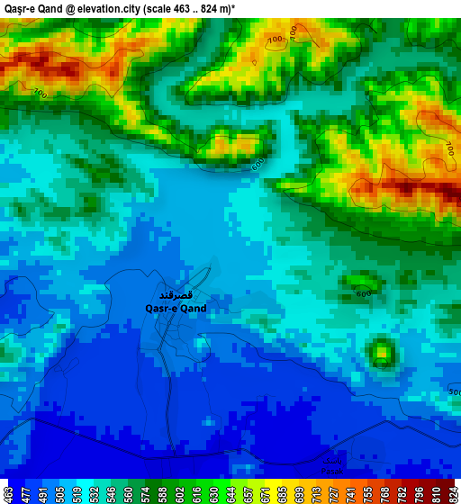 Qaşr-e Qand elevation map