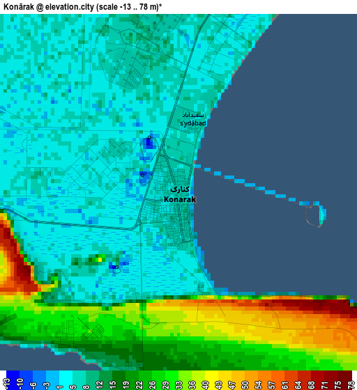Konārak elevation map