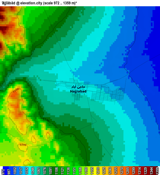 Ḩājjīābād elevation map