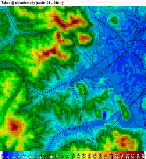 Takeo elevation map