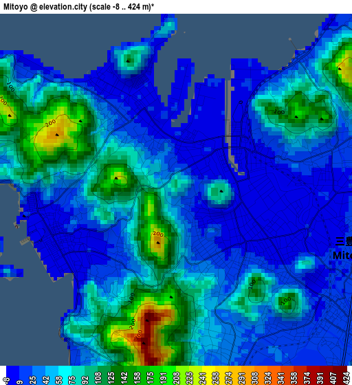 Mitoyo elevation map