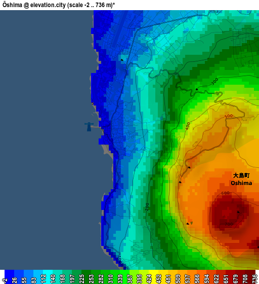 Ōshima elevation map