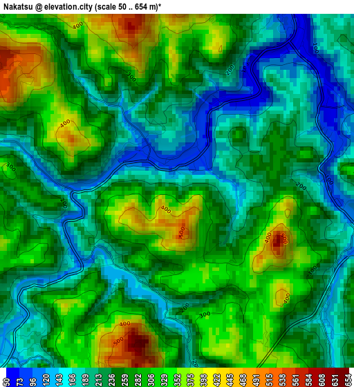 Nakatsu elevation map