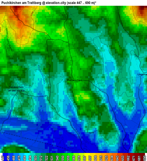 Puchlkirchen am Trattberg elevation map