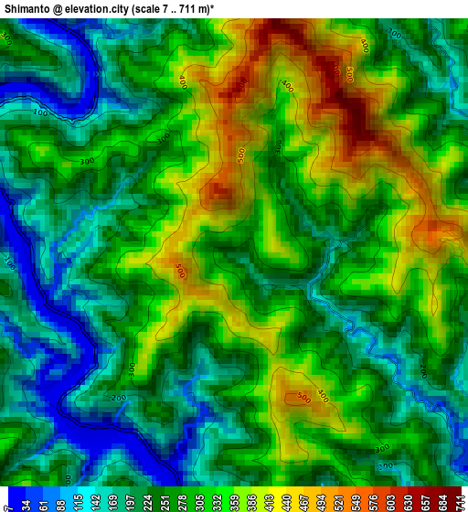 Shimanto elevation map