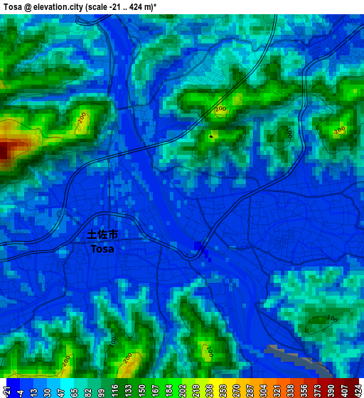 Tosa elevation map