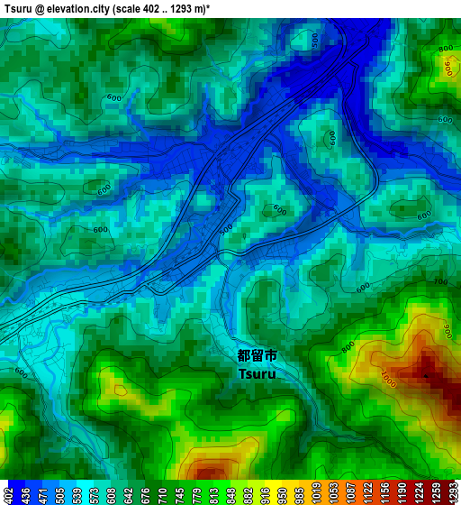 Tsuru elevation map