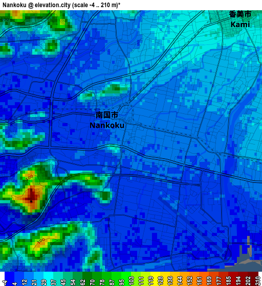 Nankoku elevation map