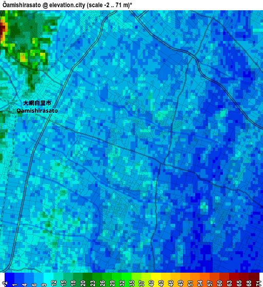 Ōamishirasato elevation map