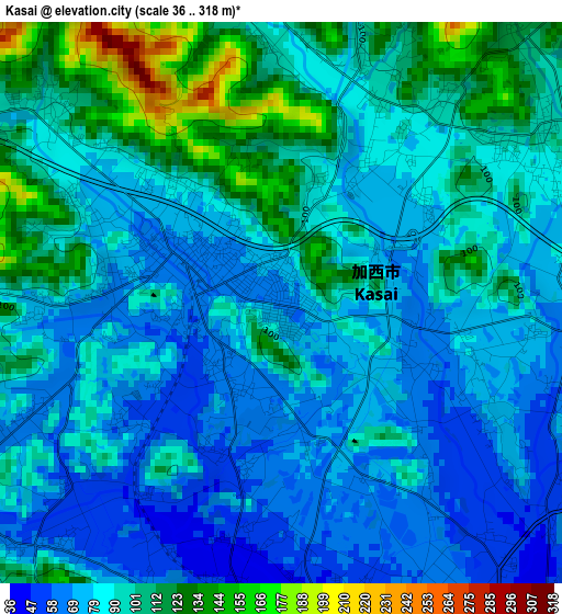 Kasai elevation map