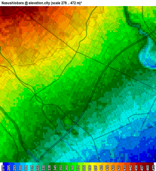 Nasushiobara elevation map