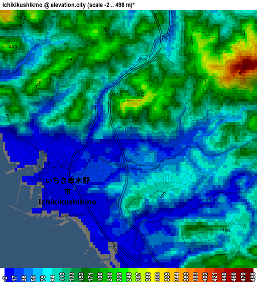 Ichikikushikino elevation map