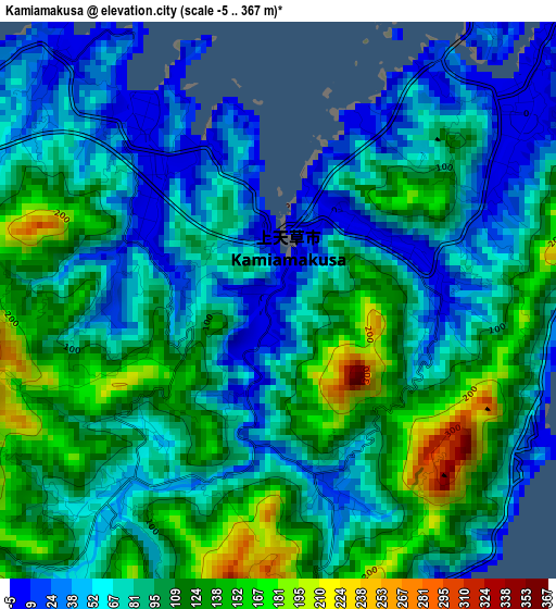 Kamiamakusa elevation map