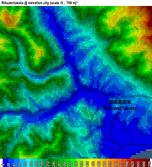 Rikuzentakata elevation map