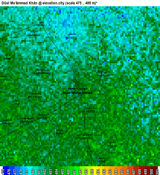 Dūst Moḩammad Khān elevation map