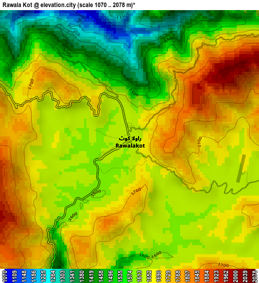 Rawala Kot elevation map