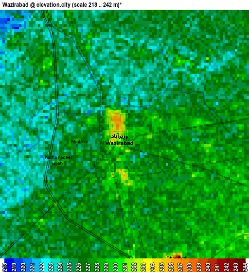 Wazirabad elevation map