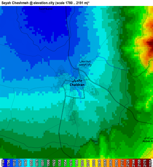 Seyah Cheshmeh elevation map